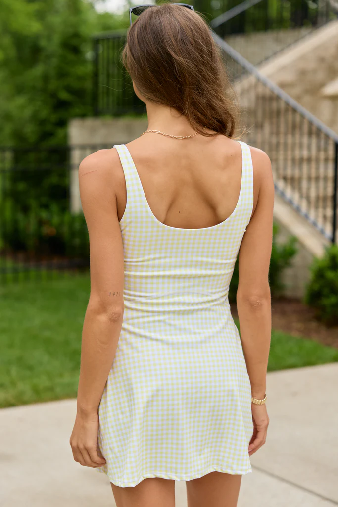 Active Vibe Butter Yellow Gingham Active Dress - Image 7