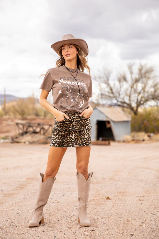 All American Sweetheart Brown Comfort Colors Graphic Tee - Image 3