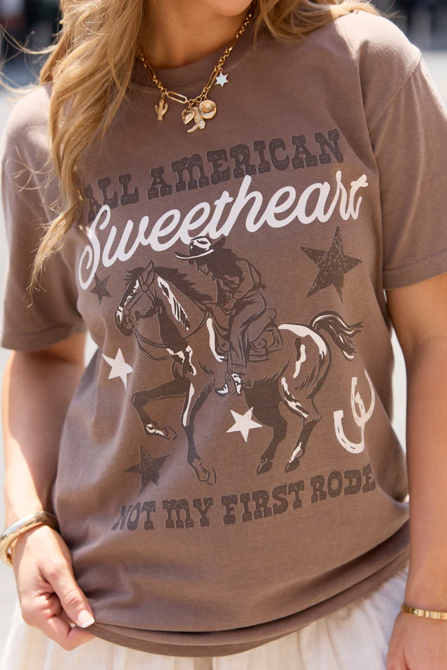 All American Sweetheart Brown Comfort Colors Graphic Tee - Image 5