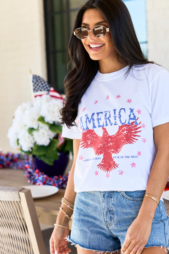 America Eagle White Comfort Colors Graphic Tee - Image 3