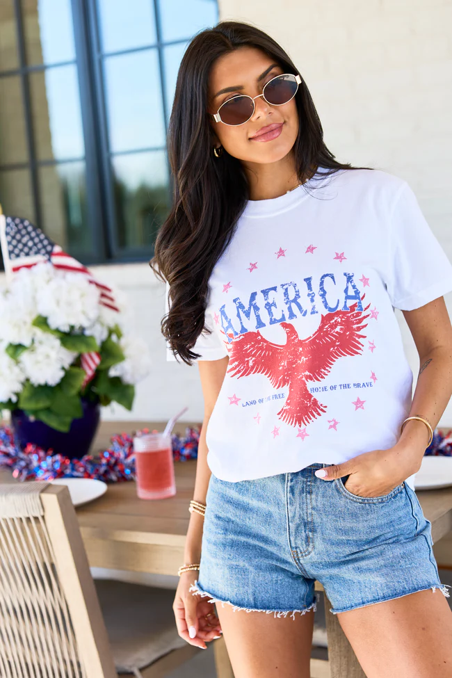 America Eagle White Comfort Colors Graphic Tee - Image 4