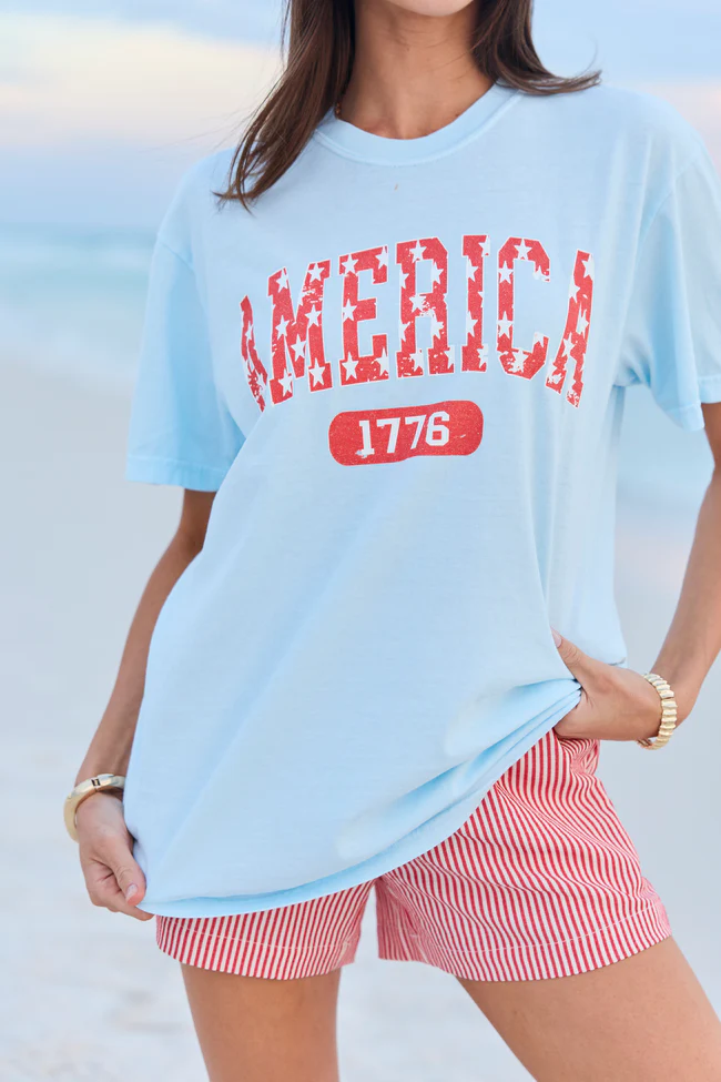 America Star 1776 Light Blue Comfort Colors Graphic Tee - Image 2