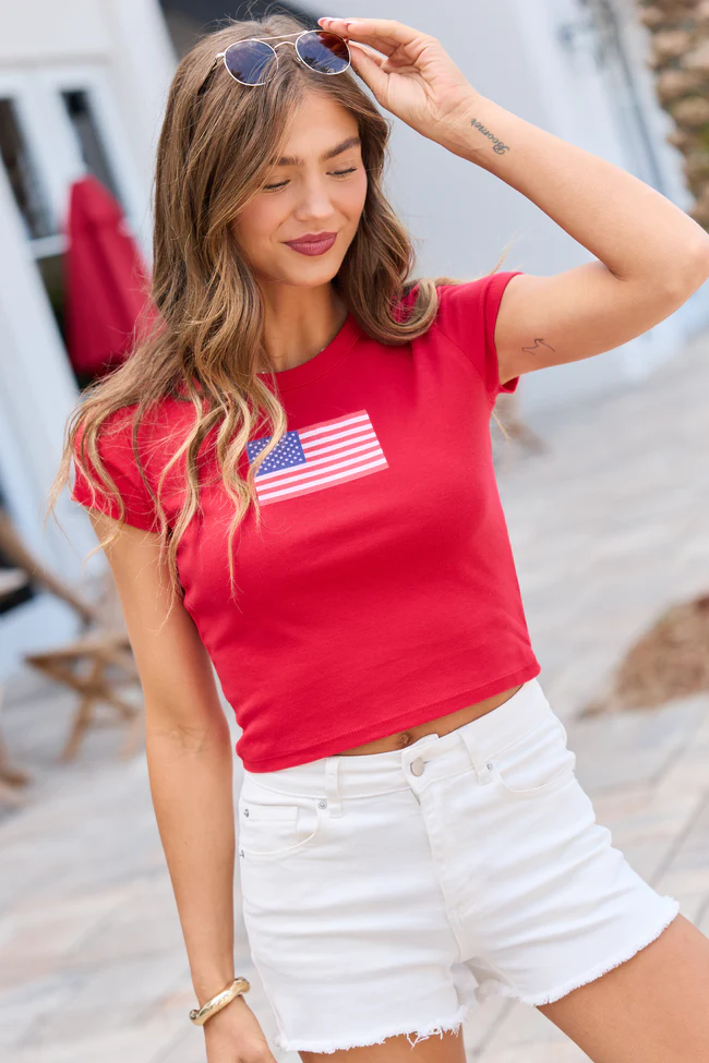 American Flag Red Baby Graphic Tee - Image 2