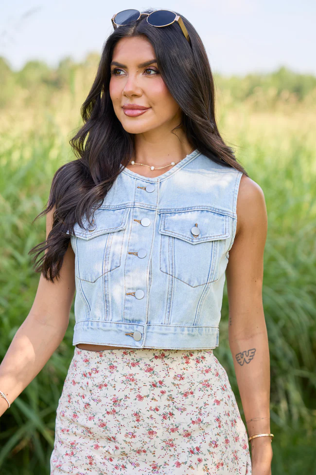 Anna Light Wash Denim Vest - Image 3
