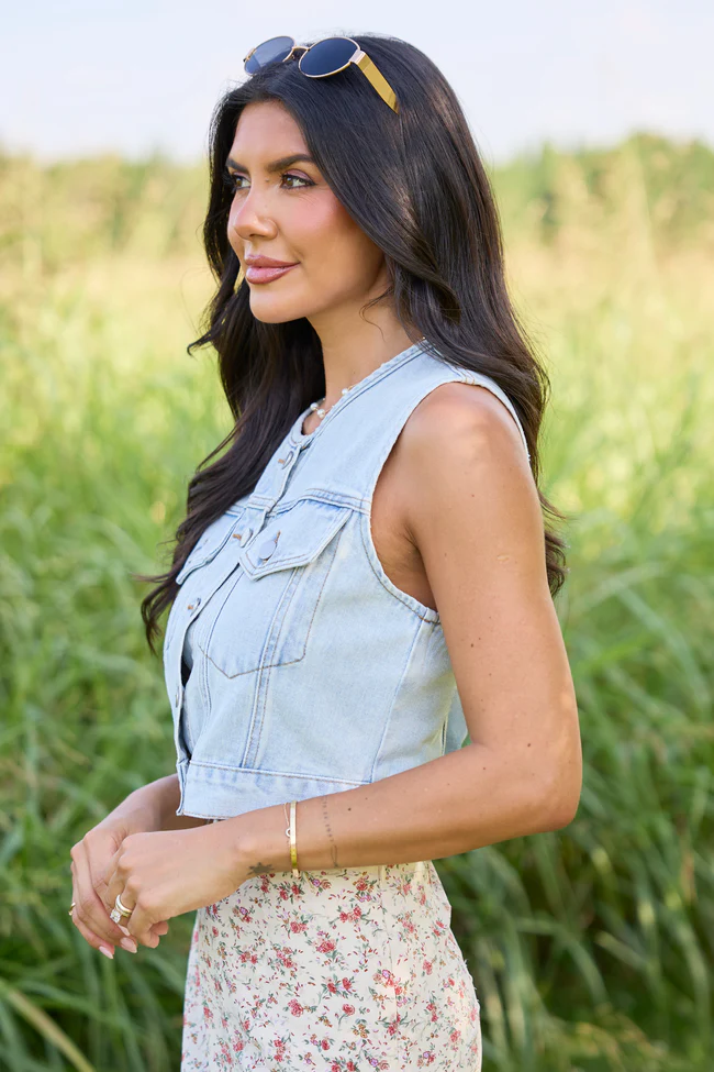 Anna Light Wash Denim Vest - Image 4