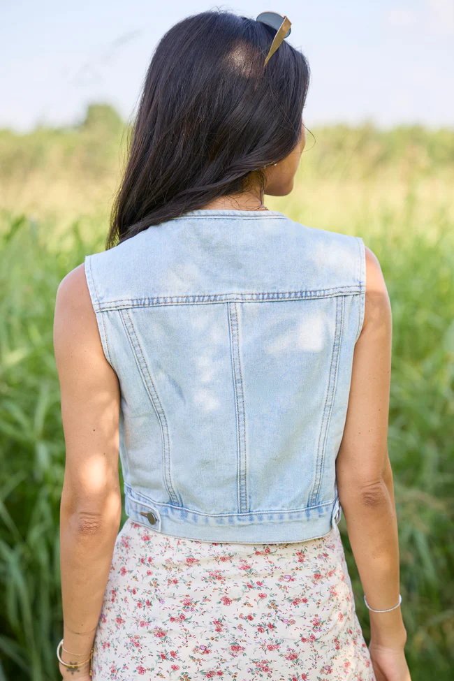 Anna Light Wash Denim Vest - Image 5