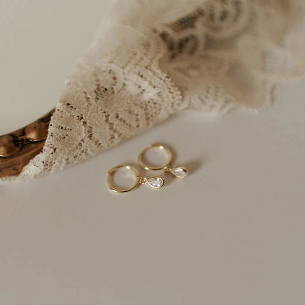 April Raindrop Dangle Hoop Earrings - Image 5