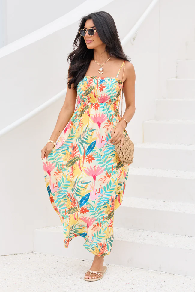 Aria Multi Palm Print Maxi Dress - Image 2