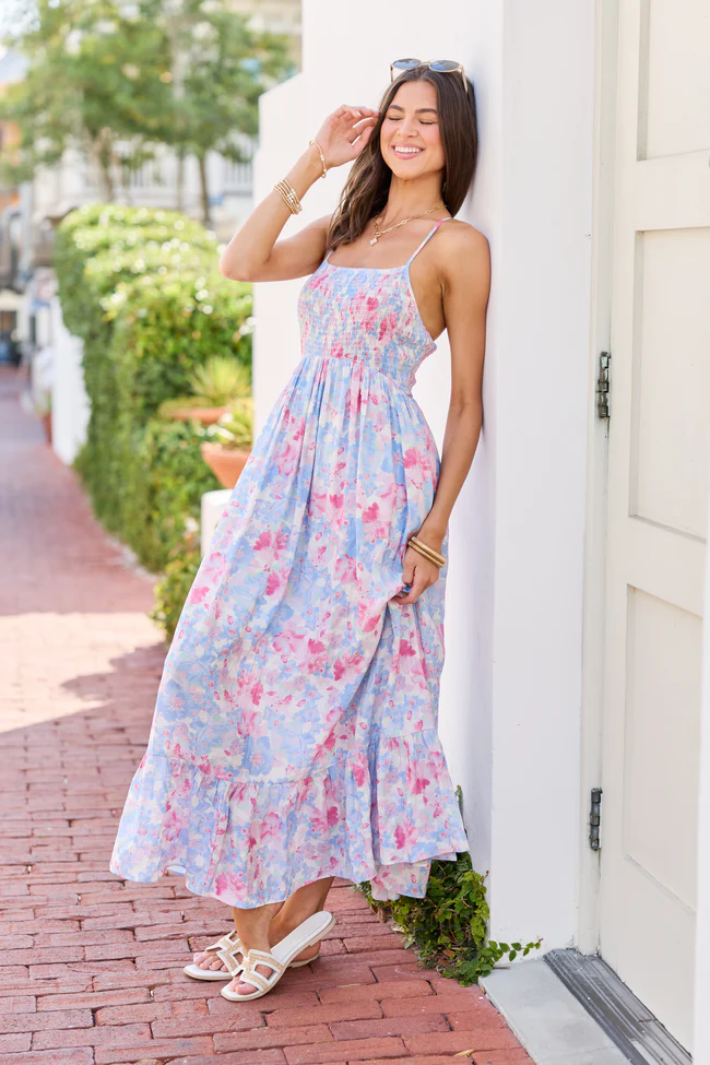 Ashley Blue Floral Maxi Dress - Image 3