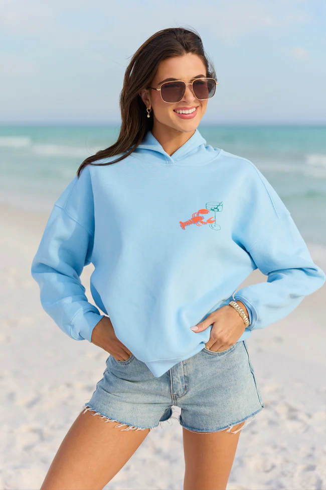 Aspire To Retire Light Blue Graphic Hoodie - Image 3