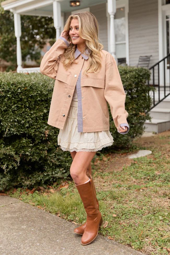 Aubrie Camel Brown Canvas Jacket FINAL SALE - Image 2
