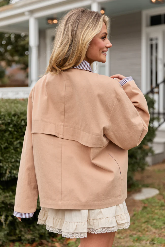 Aubrie Camel Brown Canvas Jacket FINAL SALE - Image 4