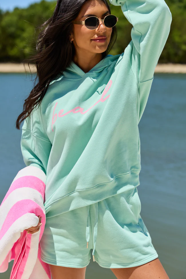 Beach Script Mint Graphic Hoodie - Image 3