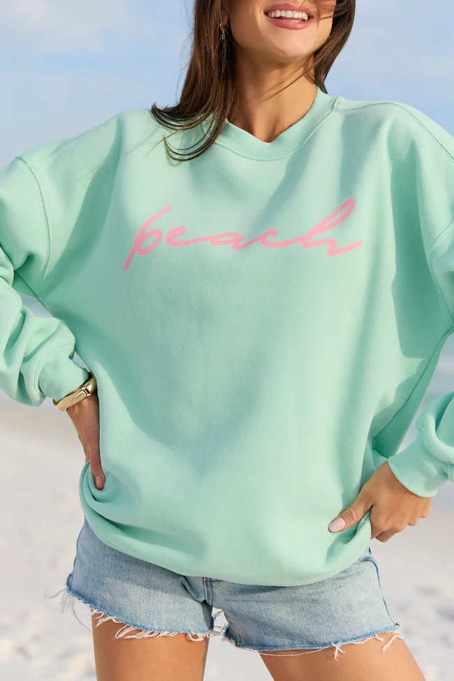 Beach Script Mint Graphic Sweatshirt - Image 2