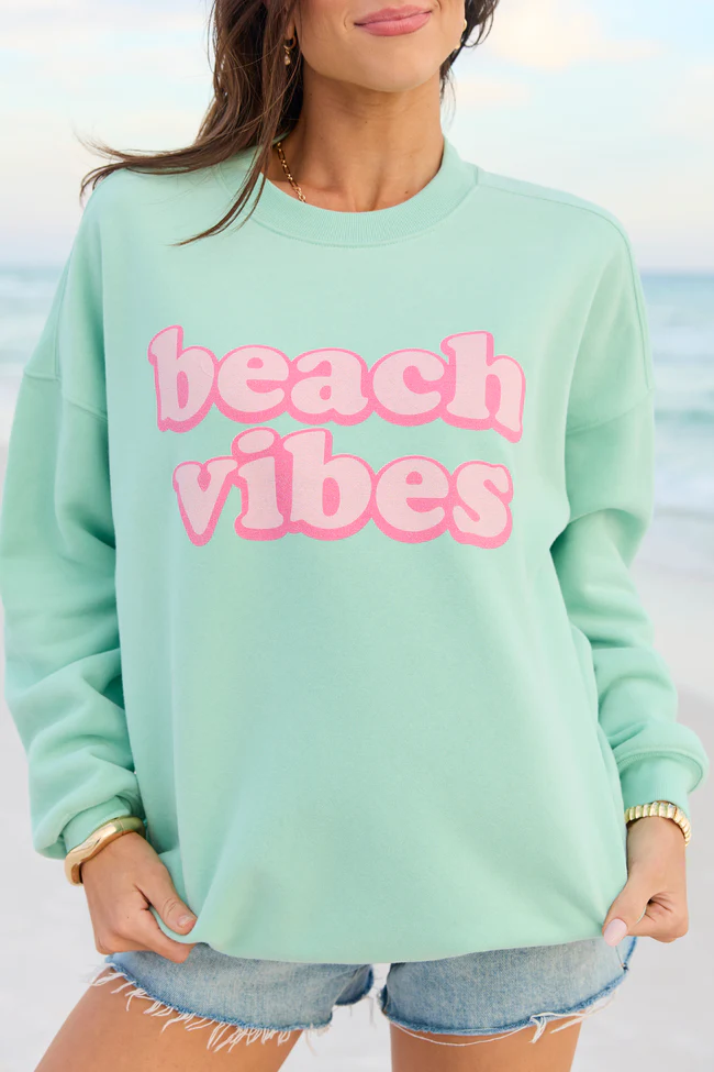 Beach Vibes Mint Graphic Sweatshirt - Image 2