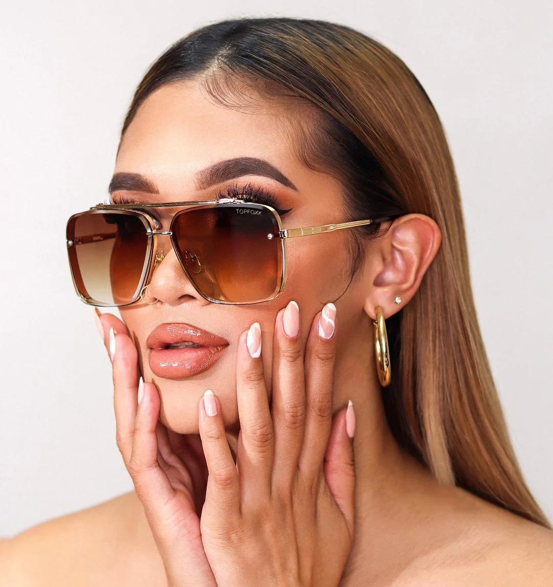 TopFoxx Bella Coffee - Tangle Free Aviator Sunglasses - Image 8