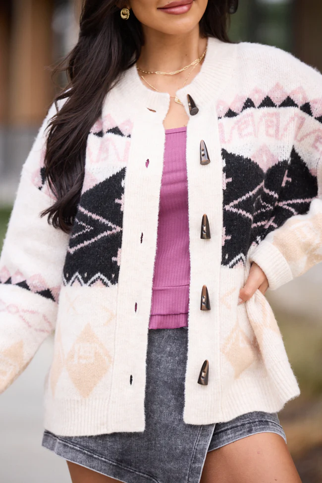 Bessie Fair Isle Toggle Button Cardigan FINAL SALE - Image 3