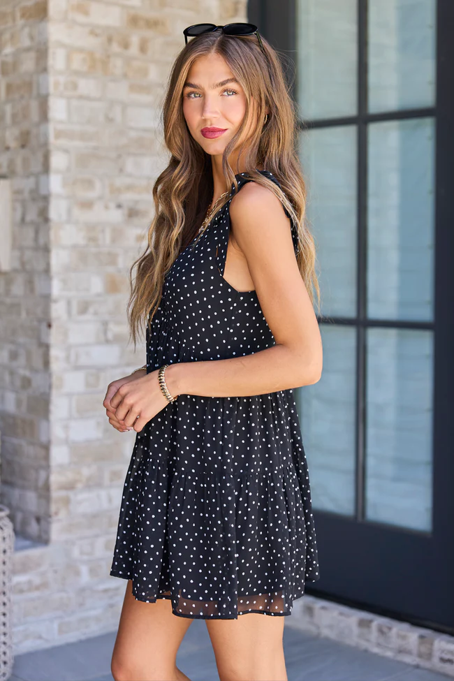 Made You Look Black And White Polka Dot Mini Dress - Image 5