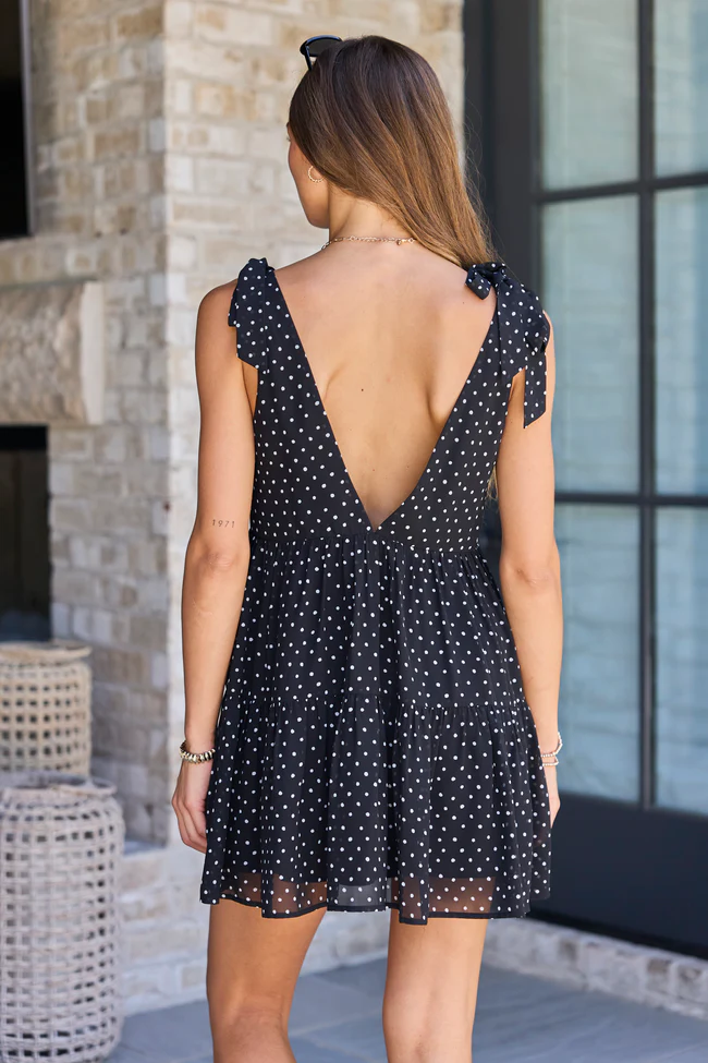 Made You Look Black And White Polka Dot Mini Dress - Image 7