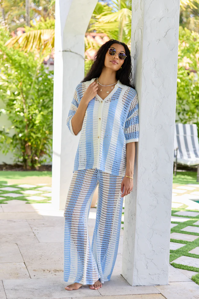 Blue Stripe Crochet Cover-Up Pant FINAL SALE - Image 2