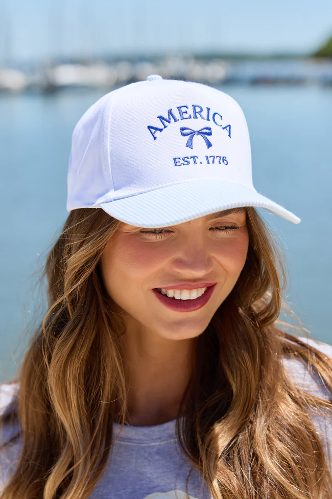 Blue Striped America Bow Hat - Image 2