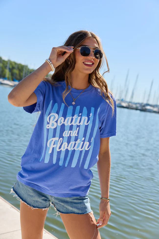 Boatin' And Floatin' Blue Comfort Colors Graphic Tee - Image 4