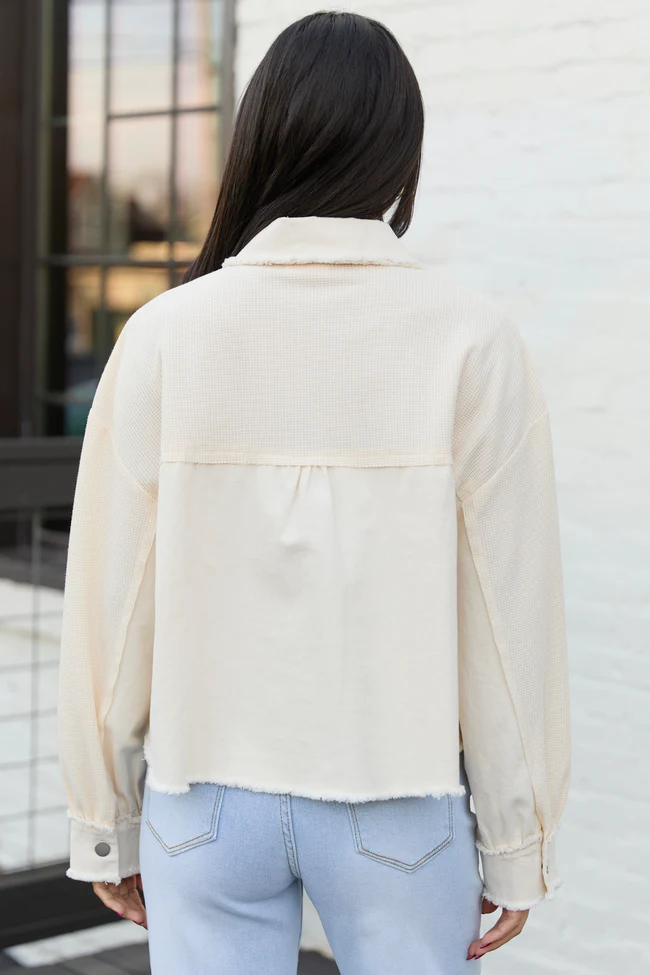 Bree Ivory Canvas Thermal Shacket FINAL SALE - Image 4