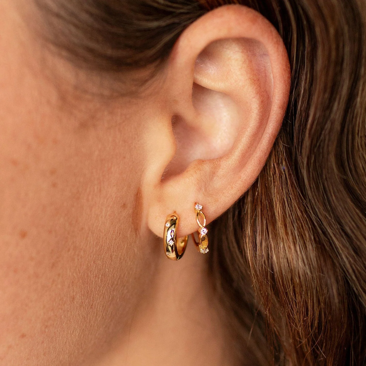 Charli Diamond Dot Hoop Earrings - Image 2