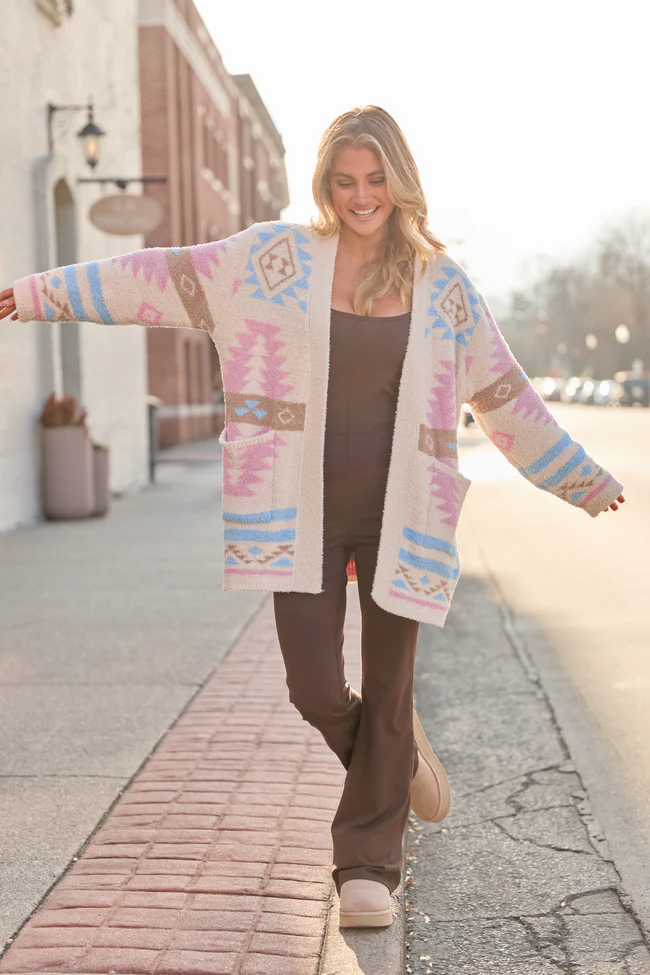 Cheyene Pastel Southwestern Print Cardigan FINAL SALE - Image 2