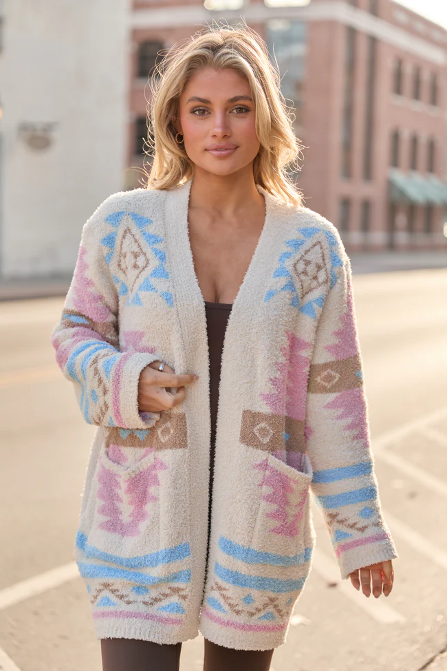 Cheyene Pastel Southwestern Print Cardigan FINAL SALE - Image 3
