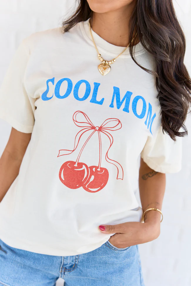 Cool Mom Cherry Ivory Comfort Colors Graphic Tee - Image 2