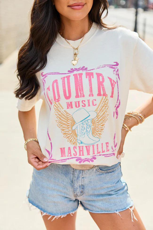 Country Music Nashville Ivory Comfort Colors Graphic Tee - Image 2