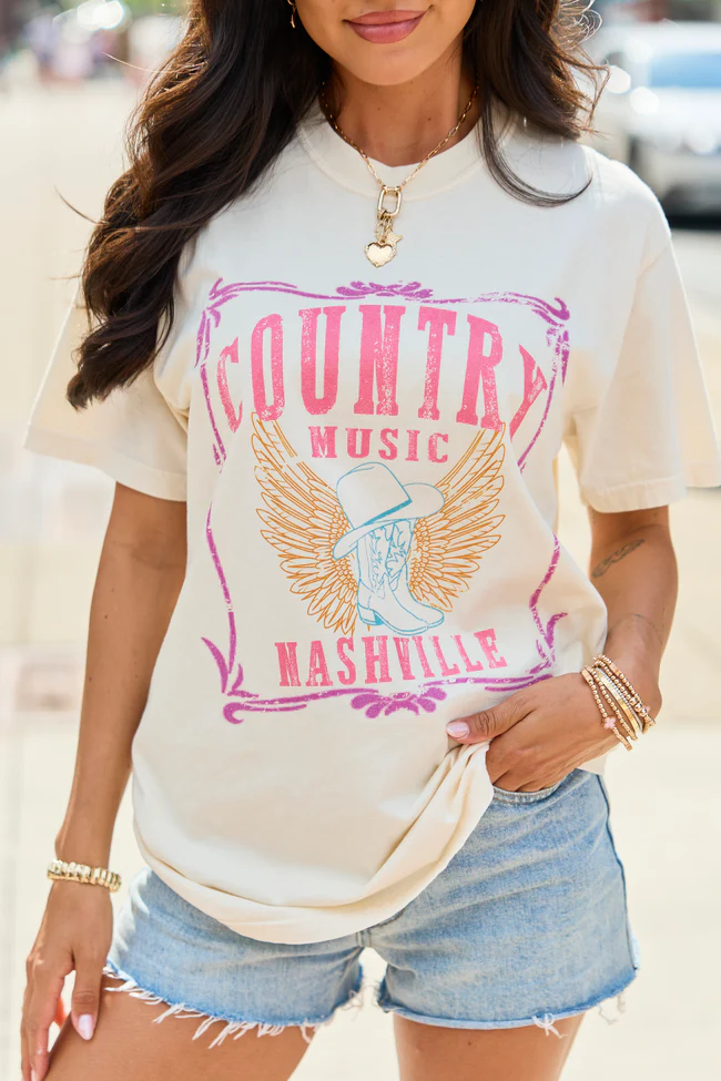 Country Music Nashville Ivory Comfort Colors Graphic Tee - Image 4