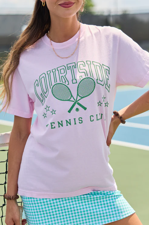 Courtside Tennis Club Light Pink Comfort Colors Graphic Tee - Image 3