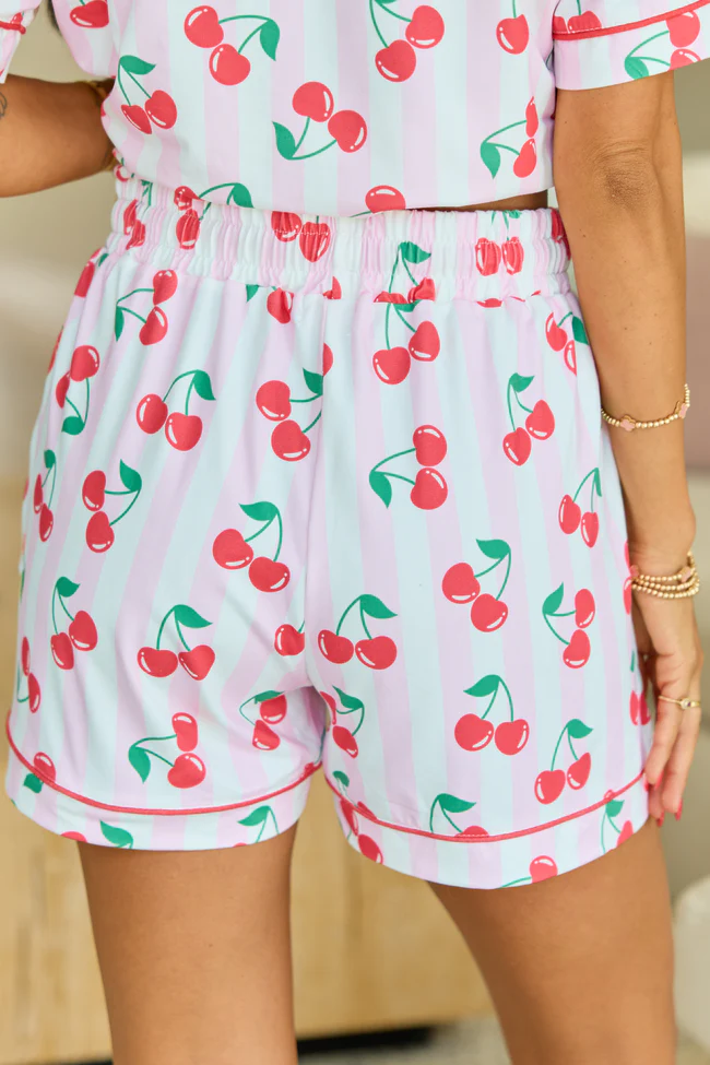 Cozy Crush Pajama Shorts - Cherry Stripe - Image 5