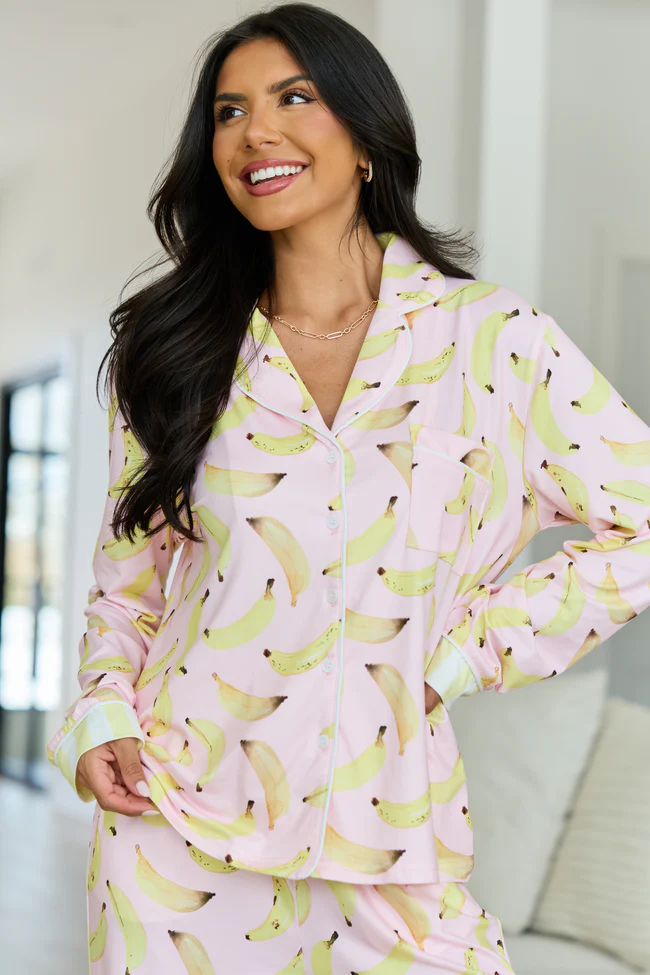 Cozy Crush Long Sleeve Pajama Top - Banana Bliss FINAL SALE