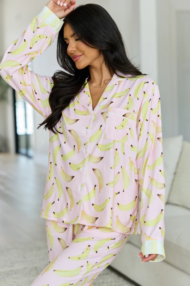 Cozy Crush Long Sleeve Pajama Top - Banana Bliss FINAL SALE - Image 3