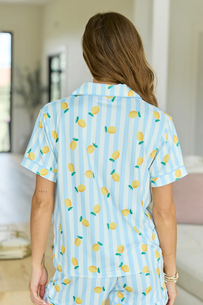 Cozy Crush Short Sleeve Pajama Top - Lemon Stripe - Image 5