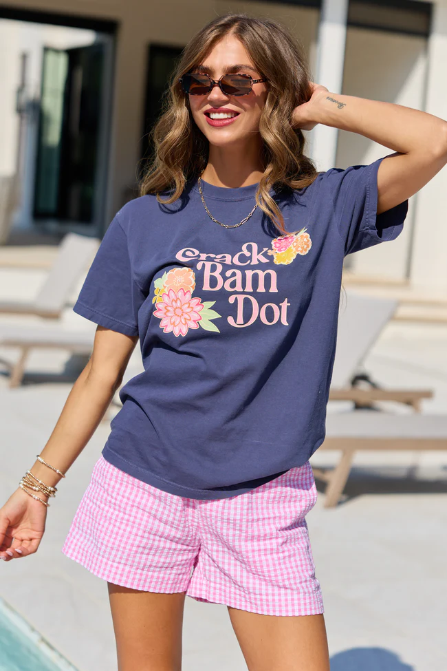Crack Dot Bam Navy Comfort Colors Graphic Tee - Image 3