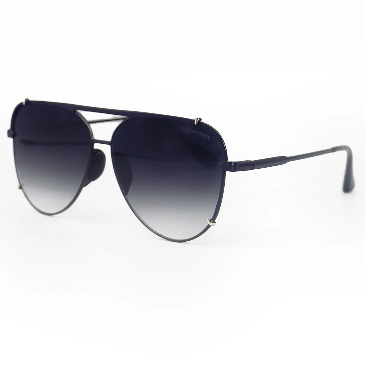 TopFoxx Cristina - Tangle Free - Faded Black and Gold Aviator Sunglasses - Image 3