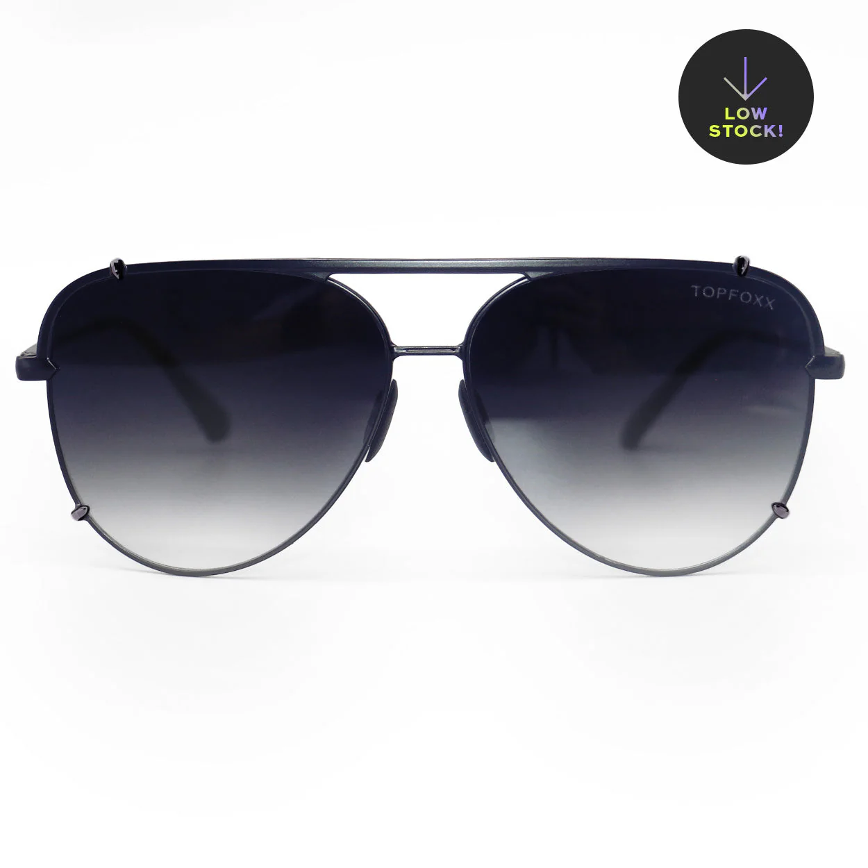 TopFoxx Cristina - Tangle Free - Faded Black Aviator Sunglasses - Image 3