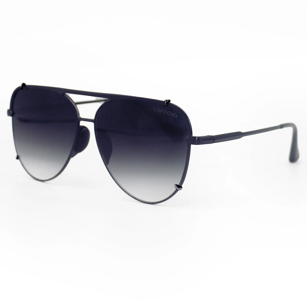 TopFoxx Cristina - Tangle Free - Faded Black Aviator Sunglasses - Image 4