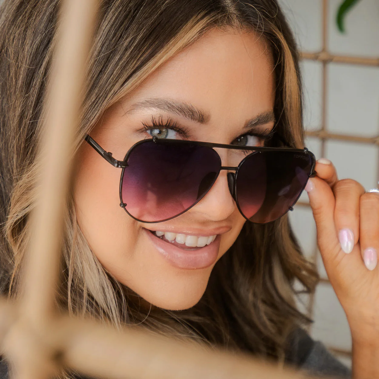 TopFoxx Cristina - Tangle Free - Faded Purple & Pink Aviator Sunglasses - Image 2