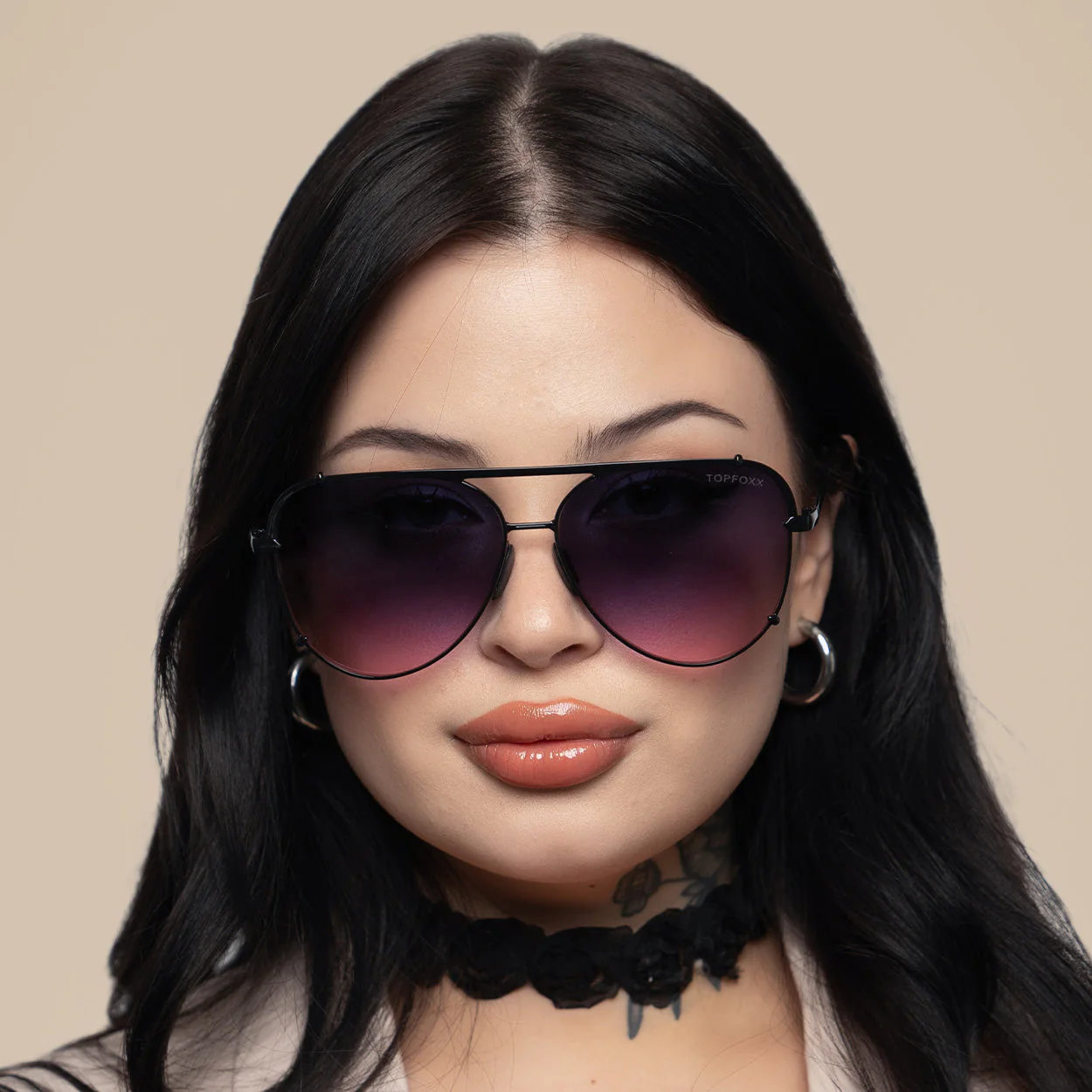TopFoxx Cristina - Tangle Free - Faded Purple & Pink Aviator Sunglasses - Image 6