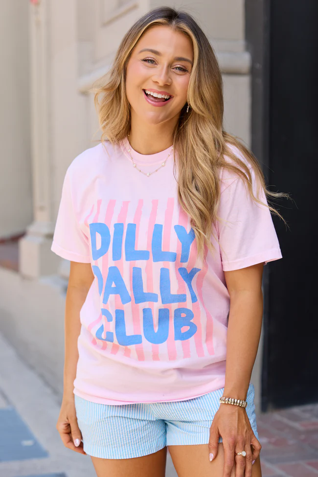 Dilly Dally Club Light Pink Graphic Tee - Image 2