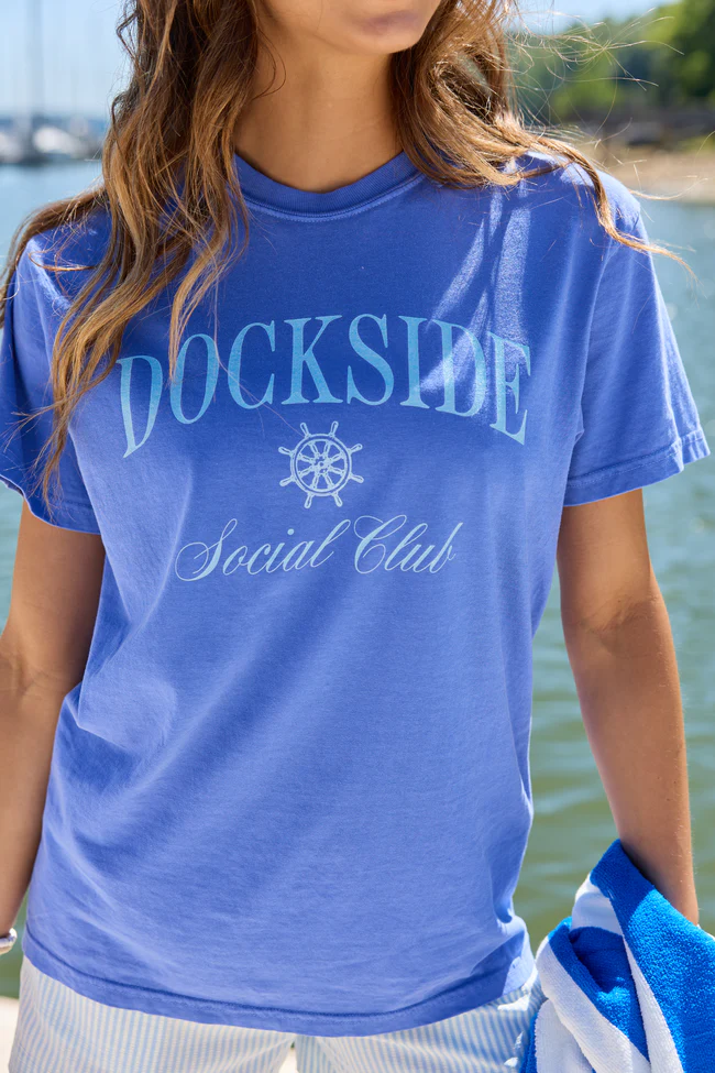 Dockside Social Club Blue Comfort Colors Graphic Tee - Image 2