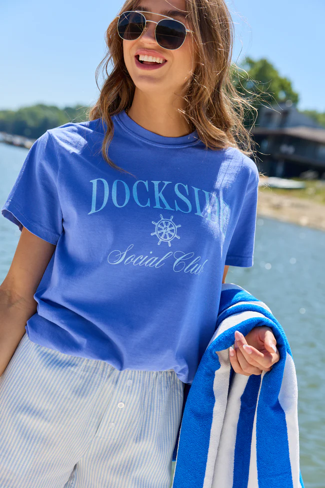 Dockside Social Club Blue Comfort Colors Graphic Tee - Image 4