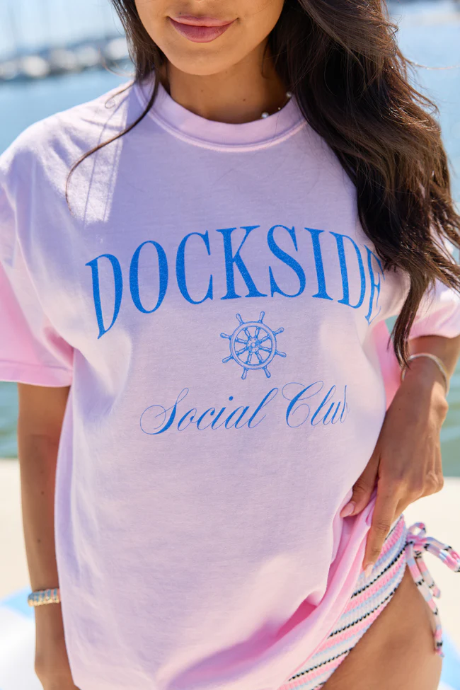 Dockside Social Club Light Pink Comfort Colors Graphic Tee - Image 2