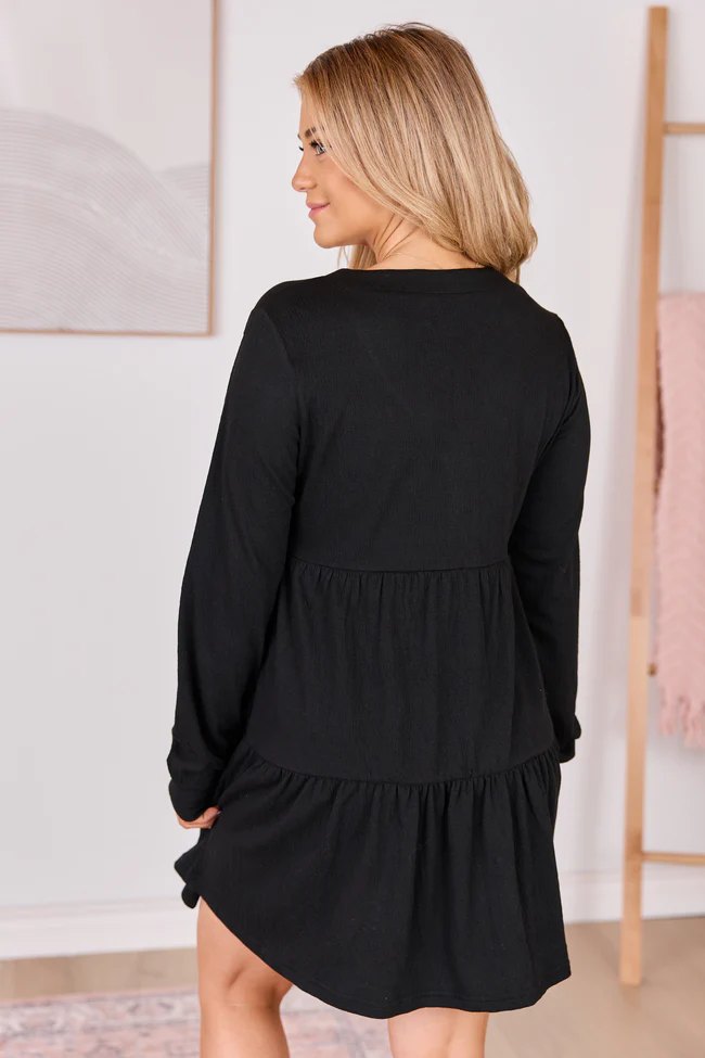 Donelle Black Tiered Dress SALE - Image 4