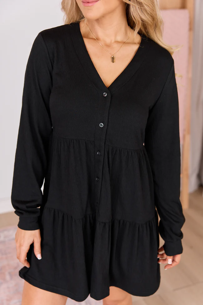 Donelle Black Tiered Dress SALE - Image 5